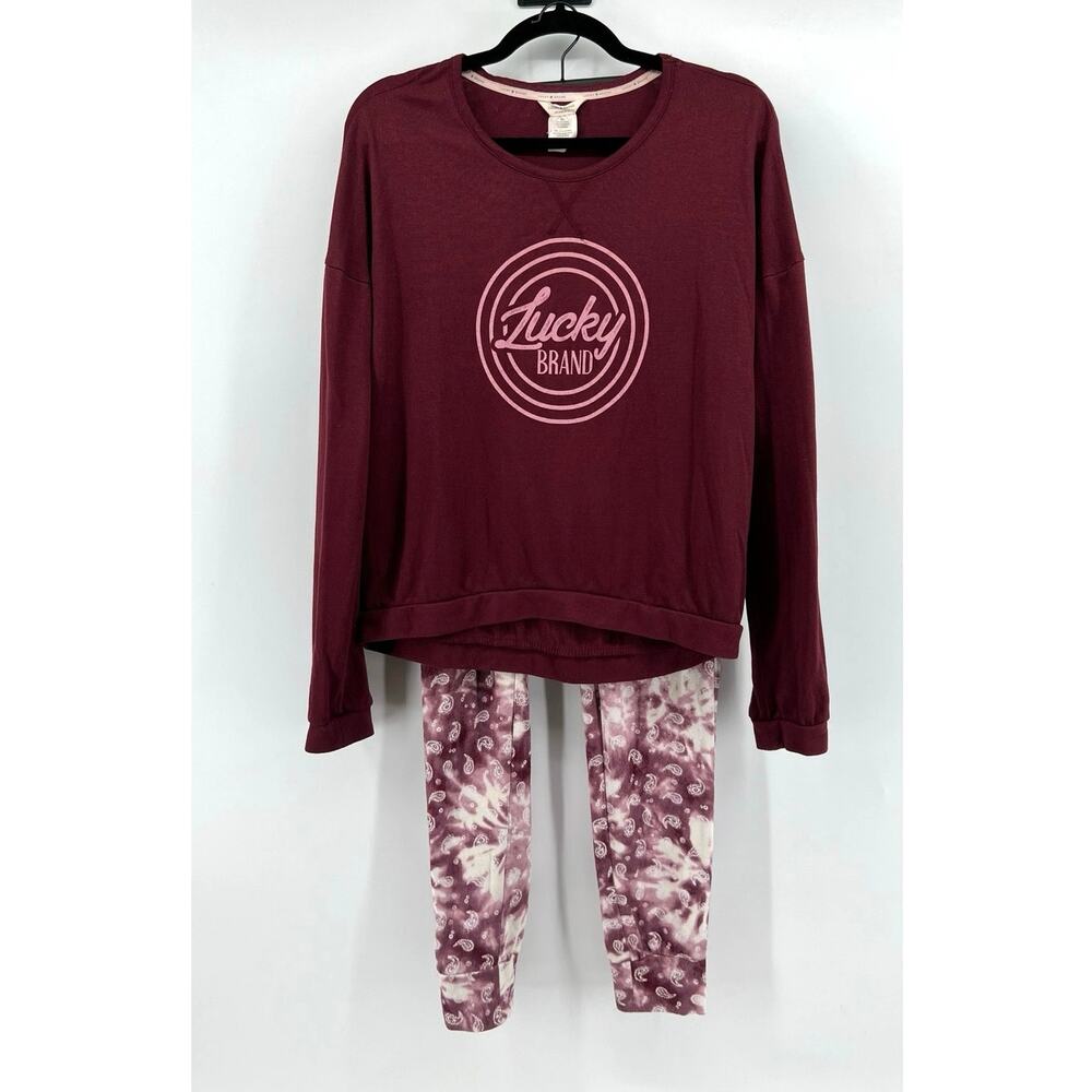 Lucky Brand Cozy Sleepwear Pajama 2 Piece Set Women's Size S Pants Long Sleeve
